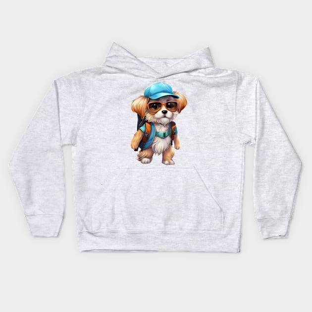 Back To School Dog Kids Hoodie by Chromatic Fusion Studio